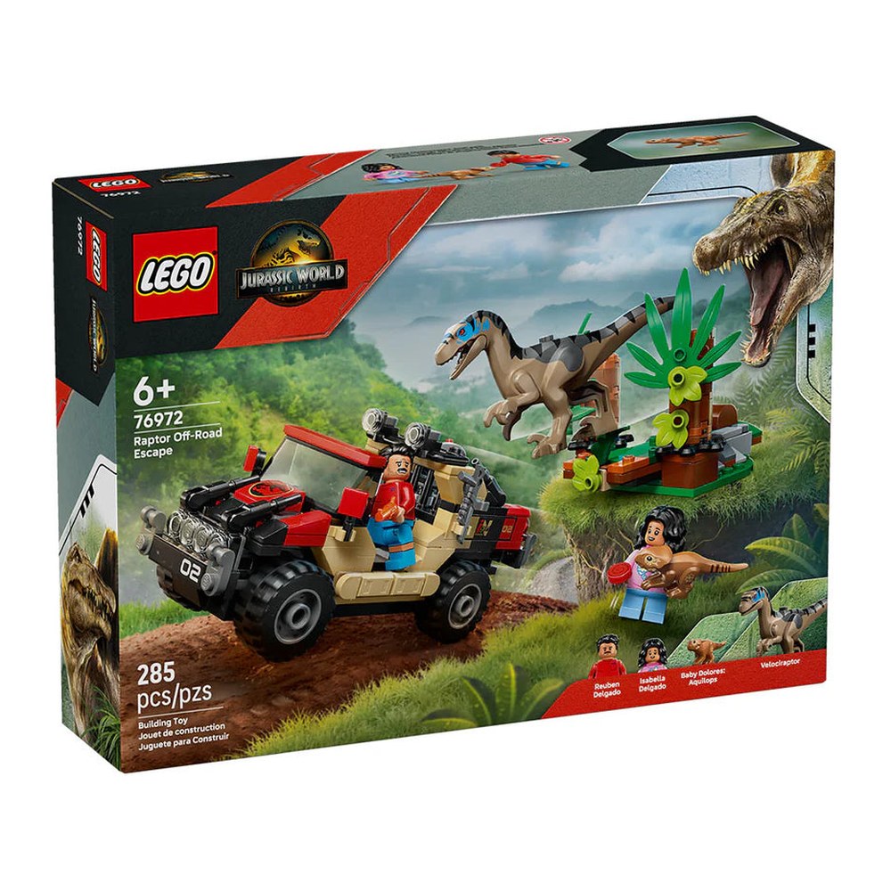Escape En Auto Todoterreno Y Raptor Al Acecho Lego Jurassic World — Mundo Rayo